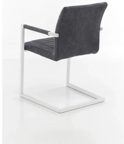 furniture-nabytek.cz - Masivní jídelní sestava Bullwer s 4 židlemi Picton, šedá/bílá, lakovaná akácie/kov/umělá kůže