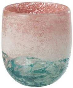 Tyrkysovo - ružový sklenený svietnik Blush L - Ø14 * 15 cm