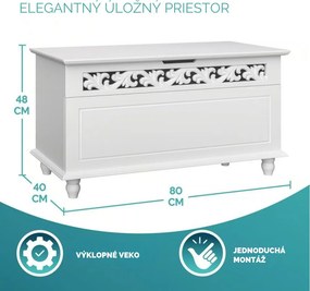 Drevená truhlica JERSEY, 80x40x48cm, biela Casaria