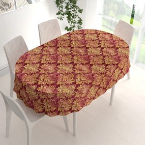 Biante Zamatový oválny obrus Tamara TMR-053 Zámocký vzor na vínovo červenom 50x100 cm