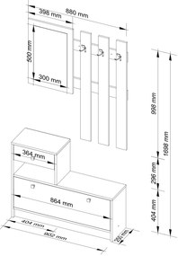 Predsieňová zostava Zariel (dub sonoma). Akcia -22%. Vlastná spoľahlivá doprava až k Vám domov. 1068564