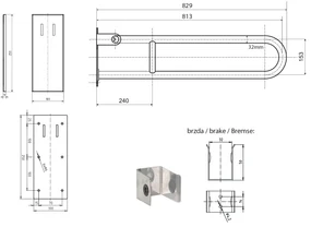 Sapho Sapho, Madlo sklopné 813mm, čierna, XH518B