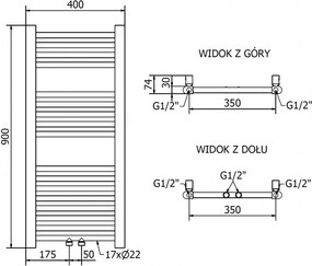 Mexen Mars, vykurovacie teleso 900x400 mm, 244 W, zlatá lesklá, W110-0900-400-00-50