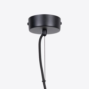 Závesné svietidlo Gabbia, 1x čierne drôtené tienidlo, drevo, (fi 55cm)