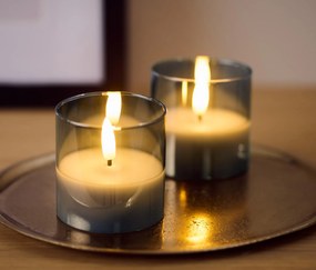 Sviečky z pravého vosku s LED diódou v skle, 2 ks, malé