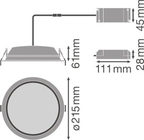 LEDVANCE DOWNLIGHT stropné svietidlo 215MM 25W 4000K