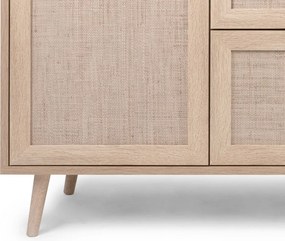 Široká komoda so zásuvkami Bali, dub sonoma/výplet