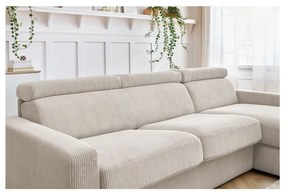 Krémová menčestrová rozkladacia rohová pohovka (variabilná) Monaco – Bobochic Paris