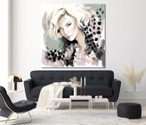 Gario Obraz na plátne Žena Blonde Face Fur Fashion - Irina Sadykova Rozmery: 30 x 30 cm