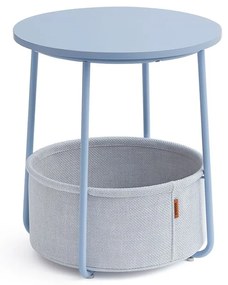 Okrúhly stolík s úložným košom, bledomodrý, púdrovo modrý