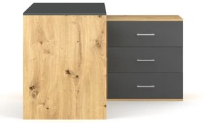 Písací stôl s zásuvkami a univerzálnym rohom P/L JULES dub artisan/antracit