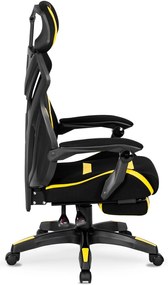 Herná stolička Maximo s podnožkou čierna/žltá