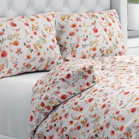 Biante Bavlnené posteľné obliečky Sandra SA-731 Červený kvetovaný vzor na bielom Jednolôžko 140x200 a 70x90 cm