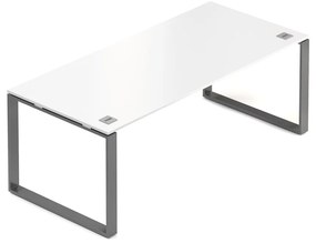 Stôl Creator 200 x 90 cm, grafitová podnož, 2 nohy, biela