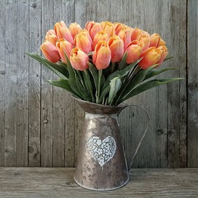 tulipán umelý oranžovo žltý jemne bielený 44cm, cena za 1ks