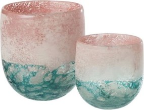 Tyrkysovo - ružový sklenený svietnik Blush S - Ø11 * 11 cm