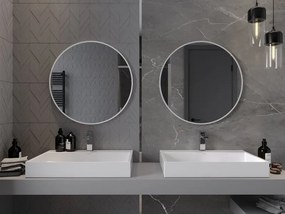Mexen Loft okrúhle kúpeľňové zrkadlo 70 cm, biely rám - 9850-070-070-000-20