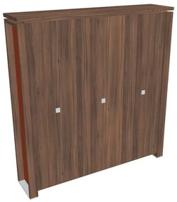 Vysoká šatníková skriňa Verno+ S 200 x 46 x 210 cm, orech / oranžová