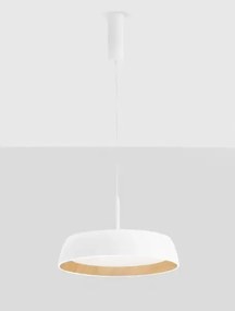 LED stmievateľný bielo-drevený moderný luster Sigi