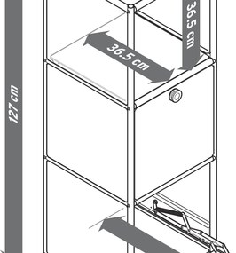 Úzka kovová komoda »CN3« s 2 výklopnými priečinkami