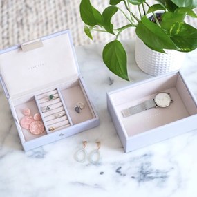 Krabička na šperky Stackers dvojitá mini kamenná sivá