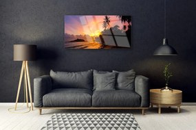 Skleneny obraz More slnko palmy krajina 100x50 cm