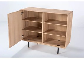 Nízka komoda z dubového dreva v čierno-prírodnej farbe 118x100 cm Fina – Gazzda