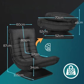 Leňoška ABERDEEN, 87x60x105cm, čierna Casaria