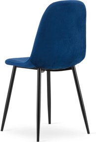 Jedálenská stolička PADVA VELVET s čiernymi nohami, modrá