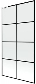 Mexen Next L, 1-krídlová vaňová zástena 100 x 150 cm, 6mm číre sklo-čierny vzor, biely profil, 895-100-000-03-77-20