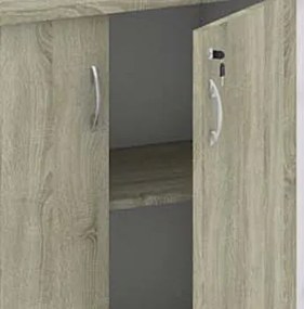 Skriňa policová 2-dverová MIRELLI, 800 x 400 x 1800 mm, biela/dub sonoma