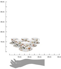 Duo Porcelánová šálka na nohe s podšálkou Crocus Butterflies 250 ml sada 6ks