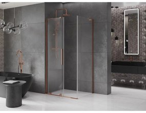 Mexen Velar L, sprchový kút s posuvnými dverami 120 x 90 cm, 8mm číre sklo, ružové zlato, 871-120-090-03-60