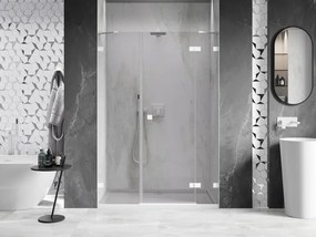 Mexen Lunar, pravé otočné sprchové dvere 130 cm, 8mm číre sklo, biely profil, 834S-130-050-20-00-P