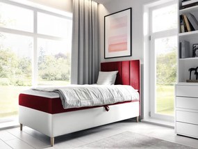 Kontinentálna posteľ Junior Kamire 1, Strana: pravá, Rozmer postele: 80x200, Dostupné poťahy: ekokoža Soft 017 (biela) + Fresh 08