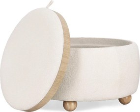 Krémovobiely taburet z textílie buklé Irisha – Bizzotto