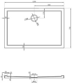 Mexen, Mexen Flow obdĺžniková sprchová vanička slim 75 x 120 cm, biely lesk - 46R107512