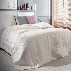 Kvalitný obojstranný prehoz na posteľ krémovej farby