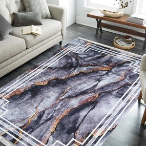 Protišmykový koberec tmavosivej farby so vzorom Šírka: 120 cm | Dĺžka: 180 cm