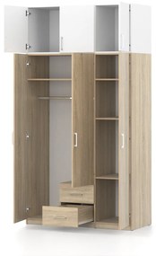 DREVONA Šatník trojdverový so zásuvkami dub sonoma BASIC 3DV+2ZAS