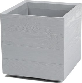 PLASTOVÝ KVETINÁČ NA KOLIESKACH BETONIQUE ECO 40X40 CM DREVENÝ DEKOR SIVÁ
