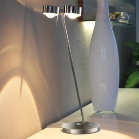 2-plameňová stolná lampa PUK TABLE, chróm