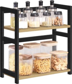 Polica na stôl NORDEKO 41x41 cm, čierna / dub artisan