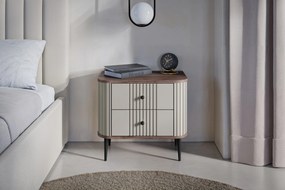 Nočné stolíky Vespera 56 cm - 2 ks - kašmírová / orech / čierne nožičky