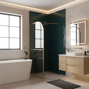 Rea Sky, sprchová zástena Walk-In 100x200 cm, zlatá matná, REA-K4330