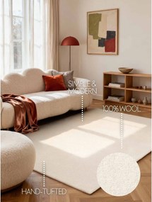 Krémový ručne tkaný vlnený koberec 160x230 cm Puristic Knots – Elle Decoration