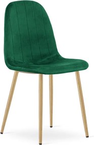 Jedálenská stolička PADVA zamatová zelená / hnedé nohy