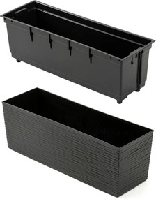 Plastový květináč Bouquet Riflo 56x19 cm černý