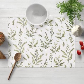 Biante Bavlnené prestieranie na stôl Sandra SA-718 Zelené vňate byliniek na bielom 30x40 cm