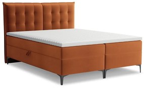 Terakotová boxspring posteľ s úložným priestorom 140x200 cm Mikana – Makamii